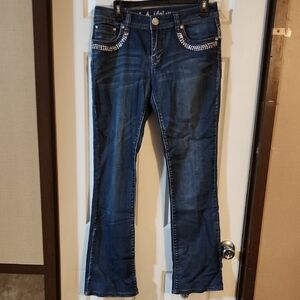 L.A. Idol Blue Boot Cut Jeans with Contrast Stitching